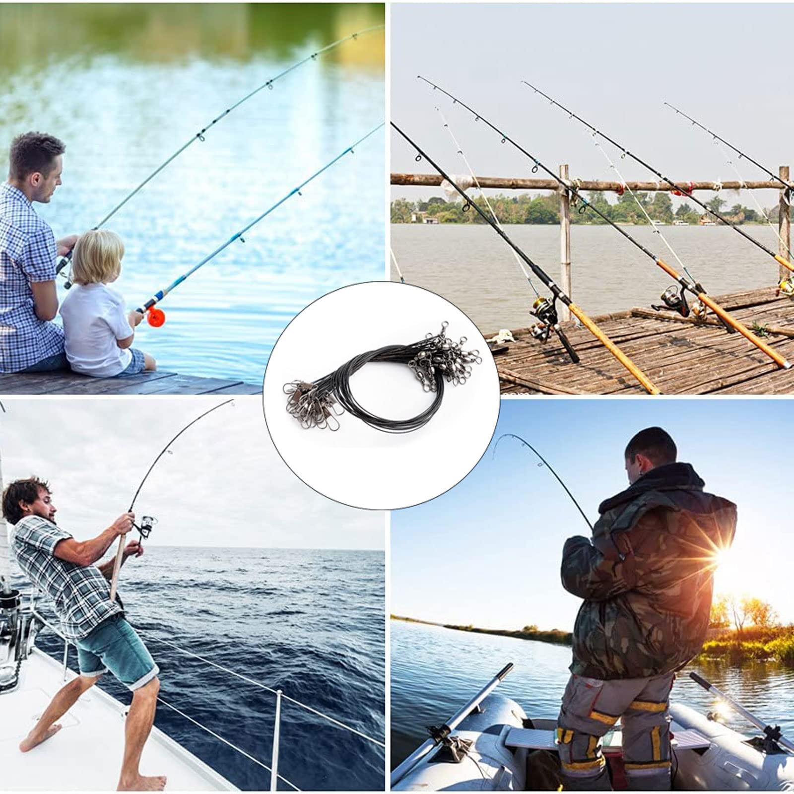 Terminali Acciaio Anti Morso Pesca 80 Pezzi