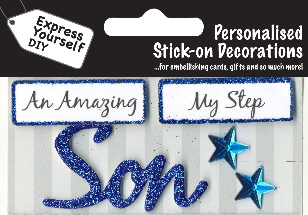 Express Yourself MIPself Adhesive, Son (Blue) Caption Topper - Ideal for Card Making, Scrapbooking, Papercrafts, Childrens Crafts etc