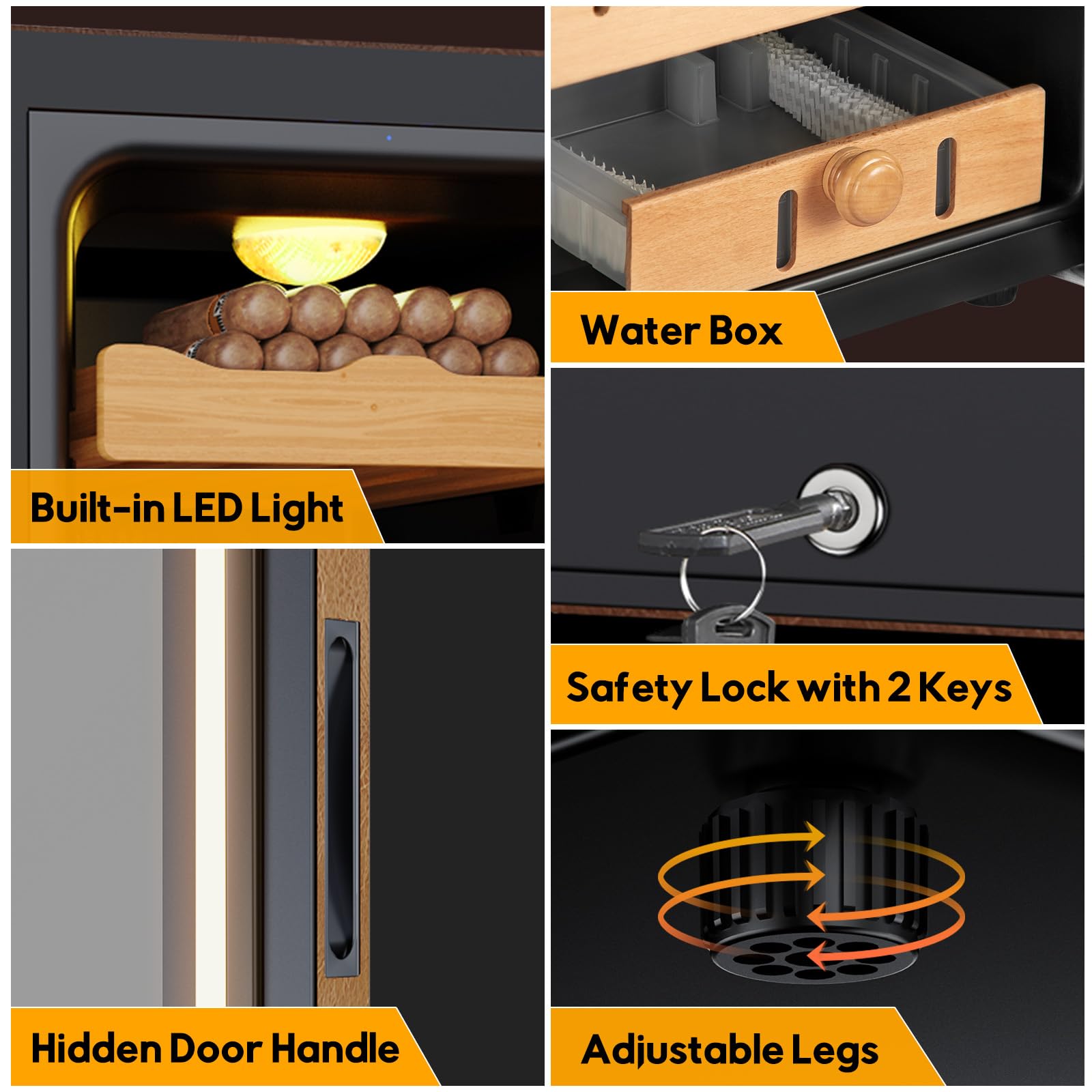 Velieta 50l Upgraded Electric Humidor With Leather, 300 Counts Large Capacity,Thermostatic Electric Cooler Cabinet With Digital LED Screen, Safety Lock,Smart Humidity & Temp Control, Gifts For Men on Fridge.com - View 5