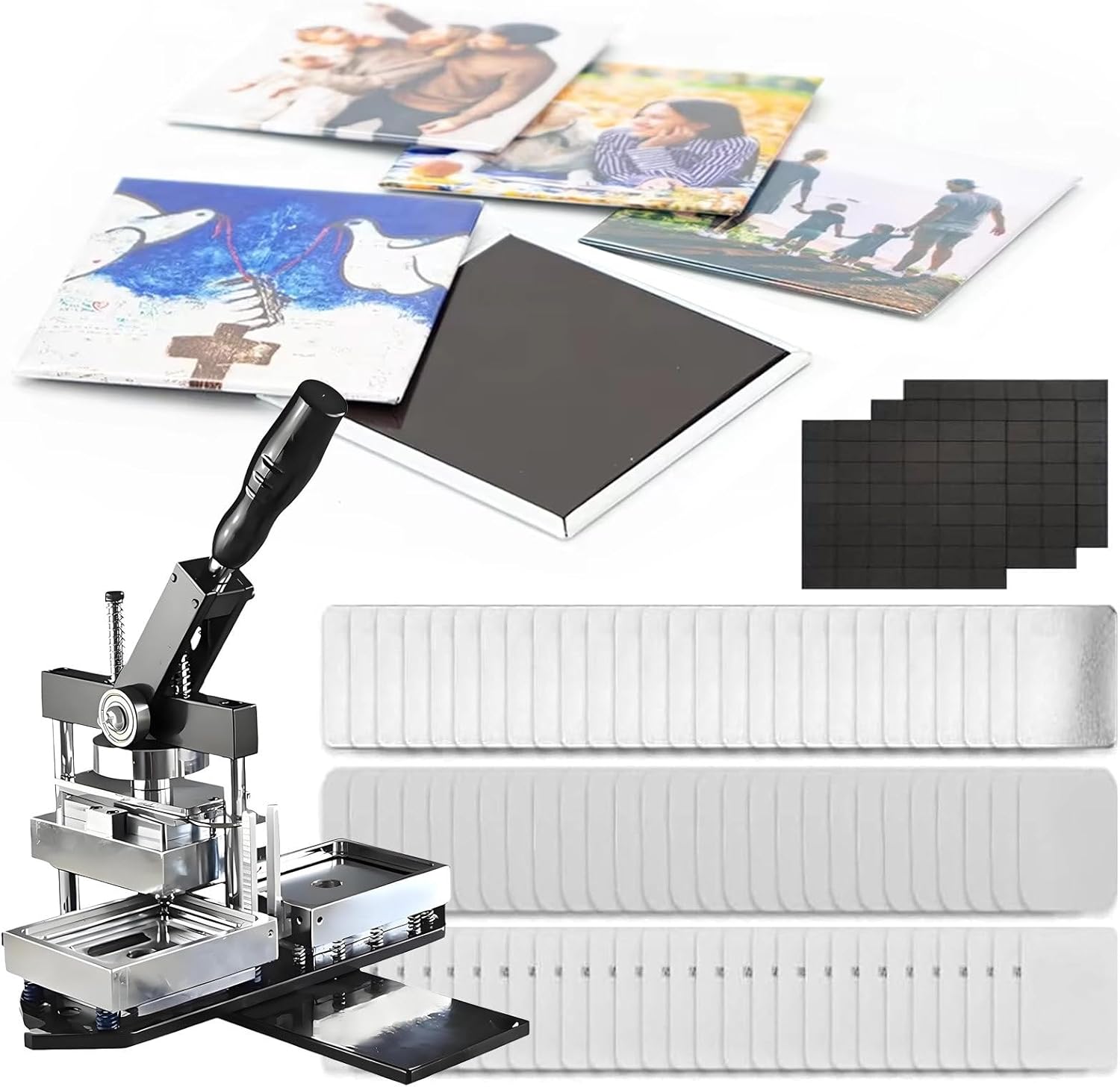 Fridge Magnet Button Maker Machine Supplies, 3*2in/3.5*2.5in Square Pin Maker Machine Refill, Square Button Press Machine Supplies, Magnet Maker Materials,90*65mm(3.5*2.5in)-500set