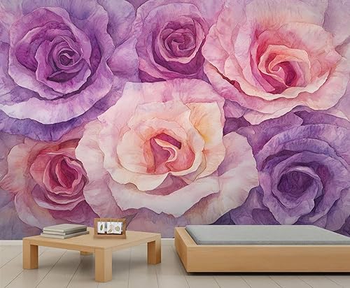 Miniatura 29 de Mural de pared floral retro, papel tapiz rústico floral de bar, flores abstractas 3D, impermeable, para cafetería, restaurante, sala de estar,