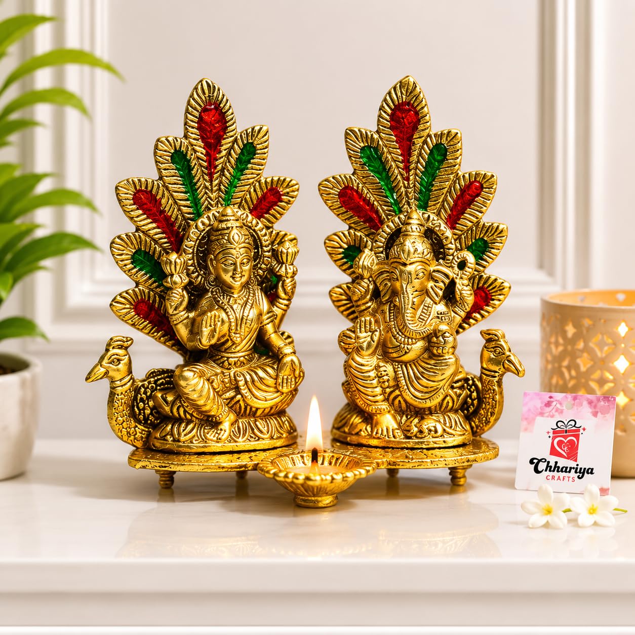 Laxmi Ganesh Idol - Diwali Decor & Golden God Statue -3 Laxmi Ganesh Idol - Diwali Decor & Golden God Statue -3
