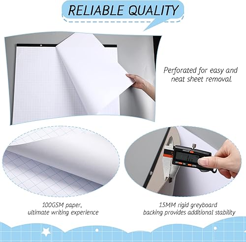 Miniatura 3 de Fainne Bloc de papel gráfico de ingeniería grande de 22 x 17 pulgadas, paisaje, 4 x 4 pulgadas, cuadrícula, papel de dibujo gigante para ingeniero,