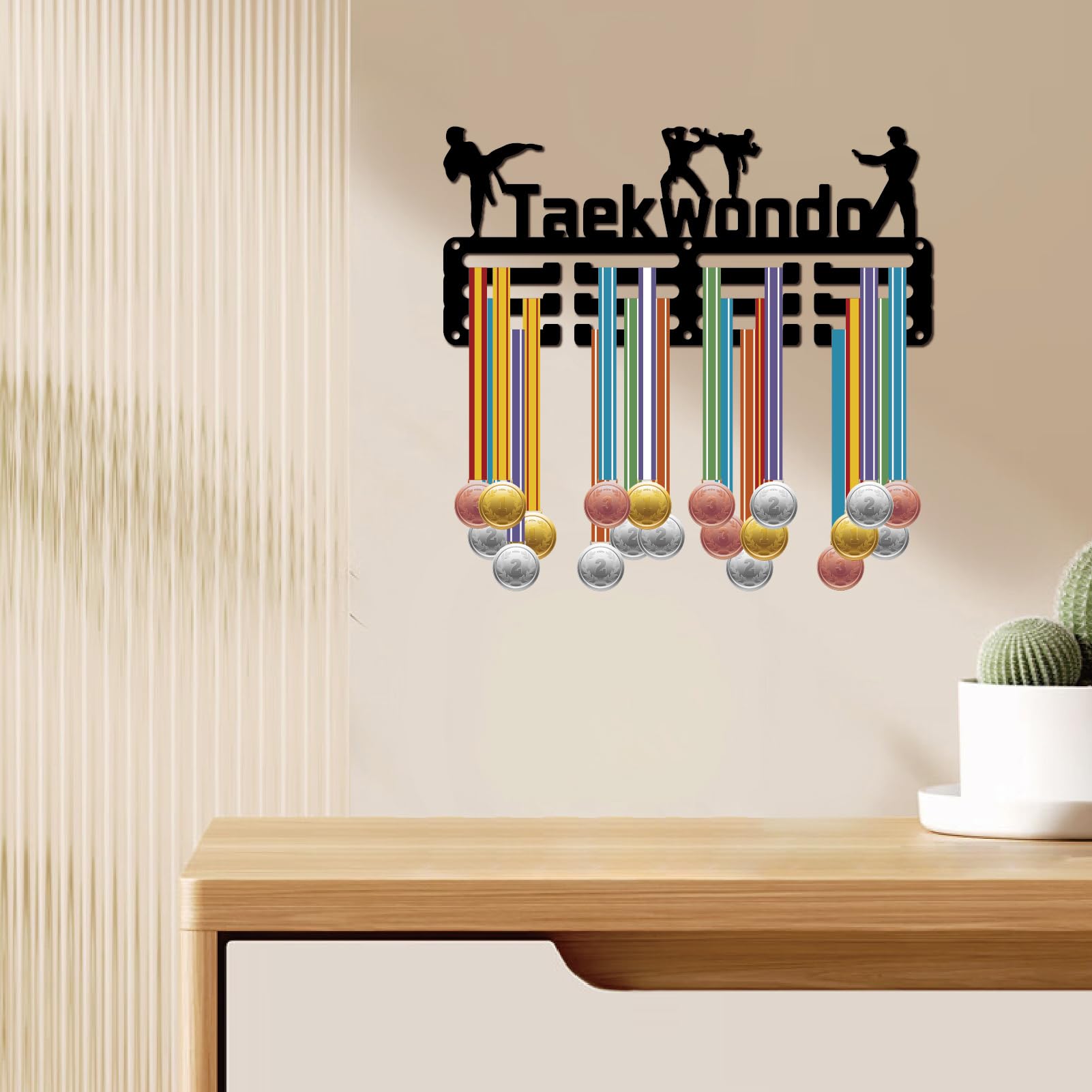 CREATCABIN Ganchos para Colgar Medallas Deportivas, para Taekwondo, para Exhibir Medallas, Competiciones, s, Cordones, Cintas, Pequeño Marco de Hierro para Montar En la Pared para Atletas, Victorias,