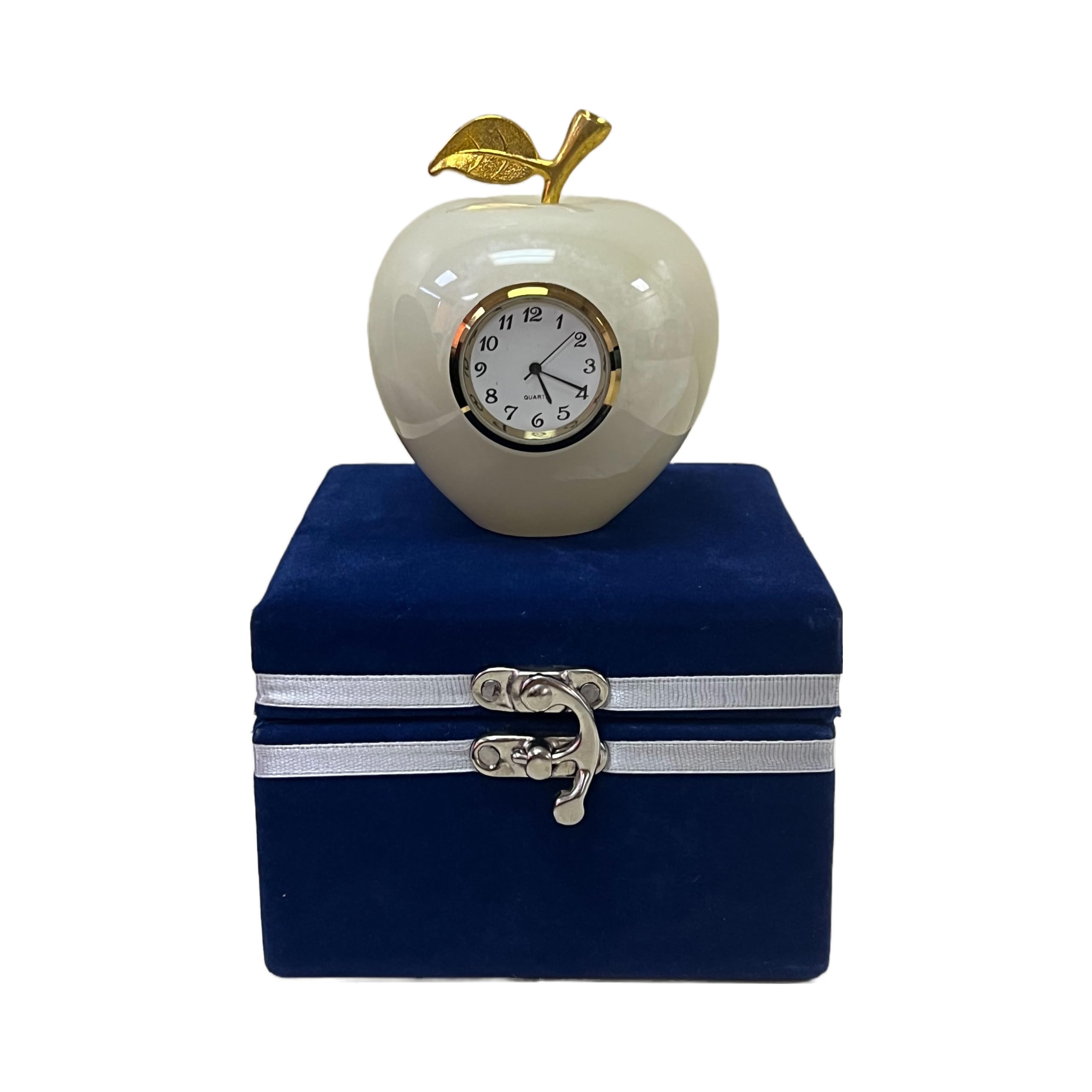 White Marble Apple Clock – Elegant Home Décor Piece, Decorative Inoperative Clock – Unique Gift Idea for Any Occasion by Natureboost