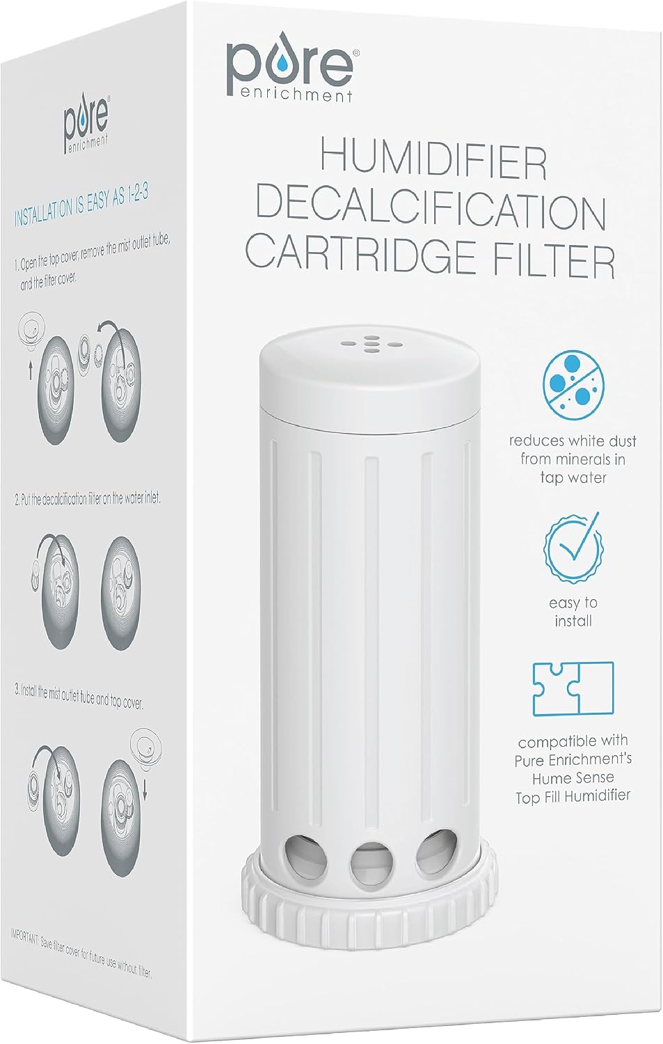 Pure Enrichment® Genuine Humidifier Decalcification Cartridge Filter for Hume™ Sense Top Fill Humidifier (PEHUTRB-W)