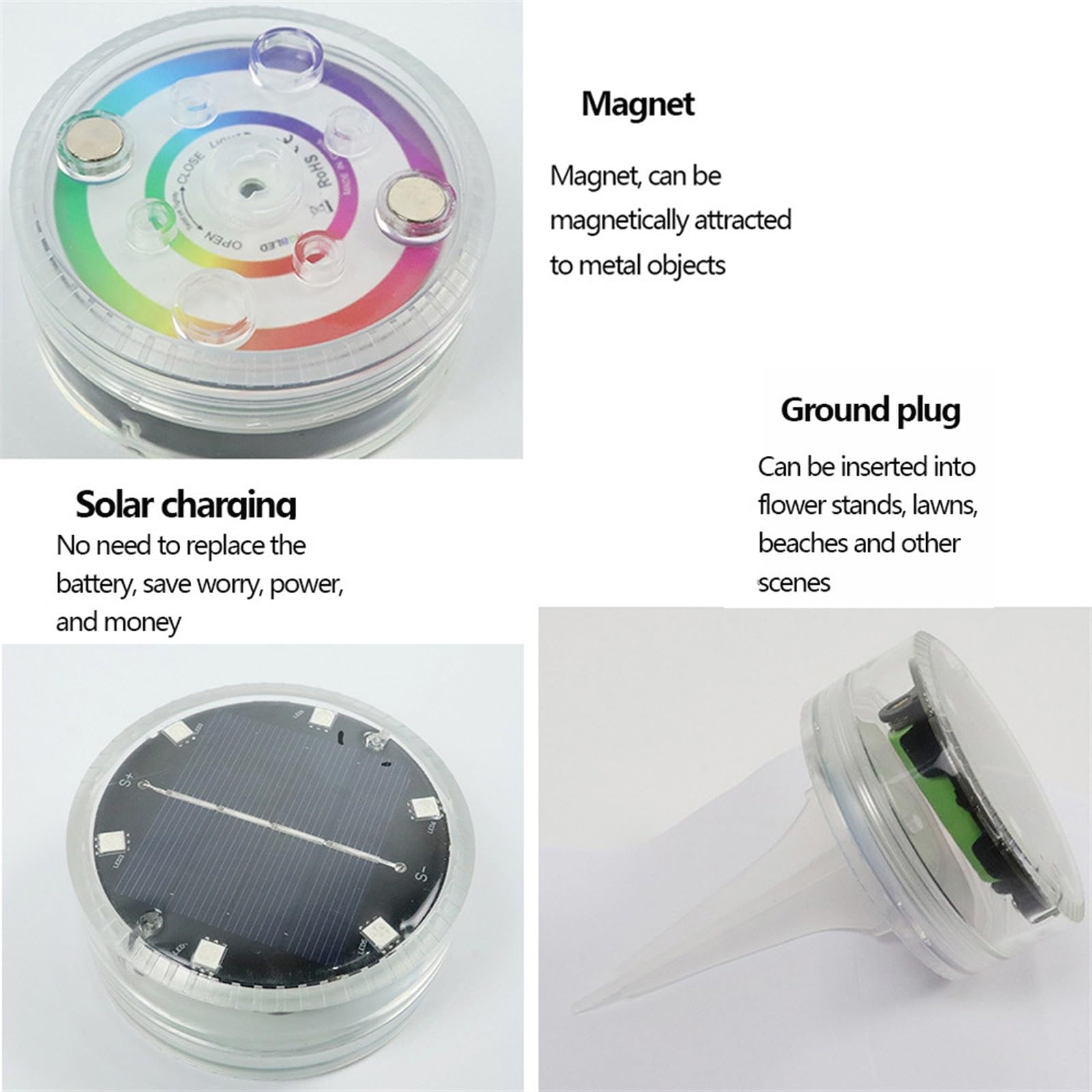 Luce solare subacquea a LED magnetica con ventosa Lampada da piscina sommergibile RGB IP68 impermeabile for acquario da piscina con prato da giardino (Size : 5 Lamp 1 controller)