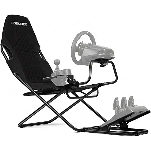 Conquer Racing Simulator for Logitec, Thrustmaster, Fanatec, Portable Folding Race Sim Cockpit for G920 G29 G923, T248X T248 T300 T150 458 TX Simagic Moza Xbox PS5 PS4 PC Logitec G Flight