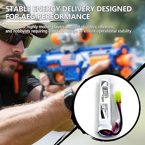 Miniatura 5 de Paquete de 2 baterías LiPo de 11.1V 1200mAh 3S 20C con mini conector Tamiya para pistolas Airsoft AEG AK47 MP5K Scar M249 AUG M416 y más