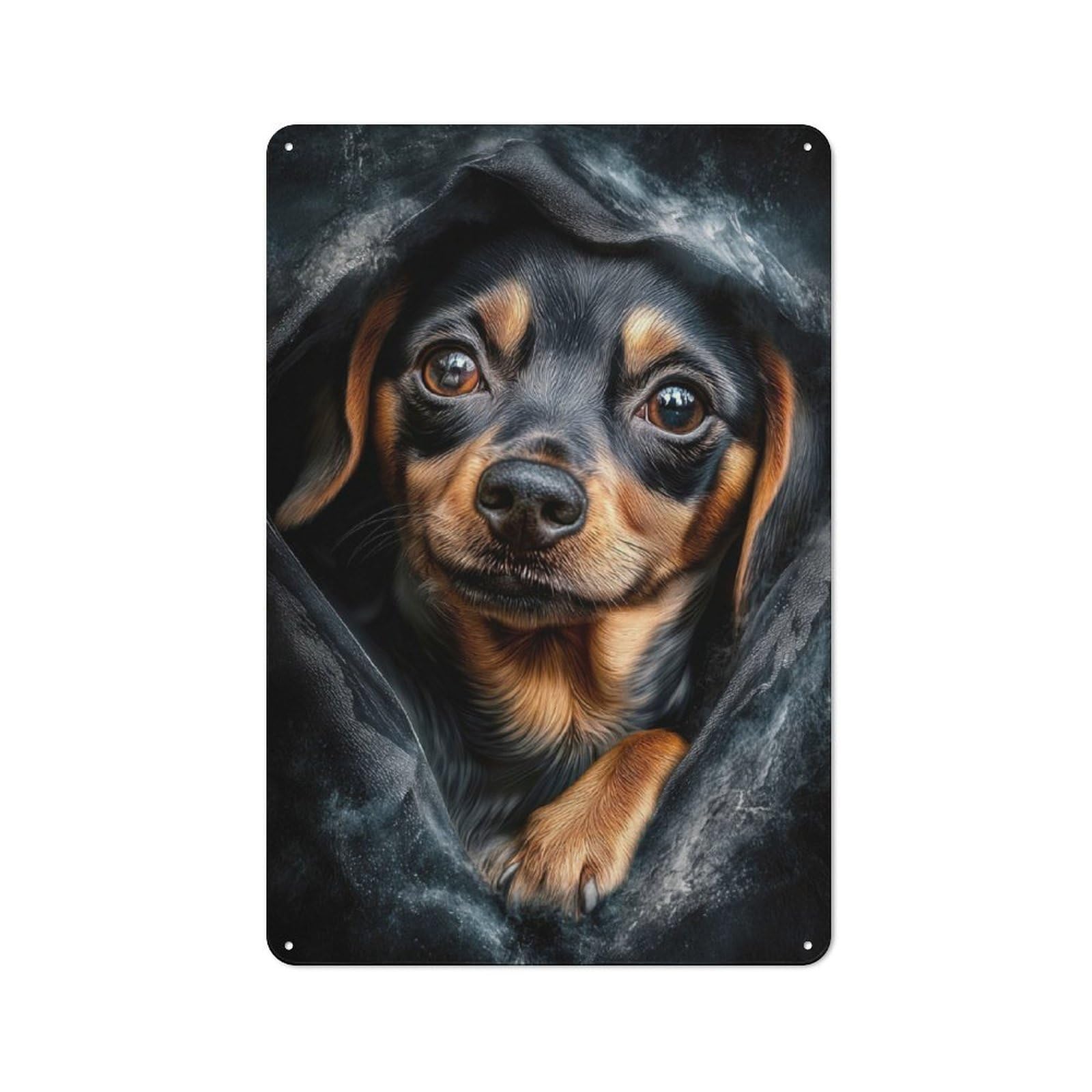 Junmoney Beagle Peeking From Blanket Retro-Style Metal Plaque 30X20cm For Garage Or Workshop, For Garage, Workshop And Man Cave Decoration