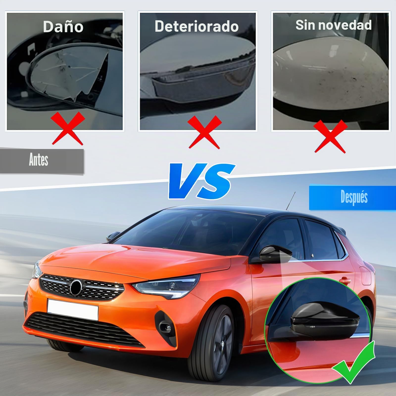 Tapa del Espejo Retrovisor del Coche para Opel Corsa F 2019-2025