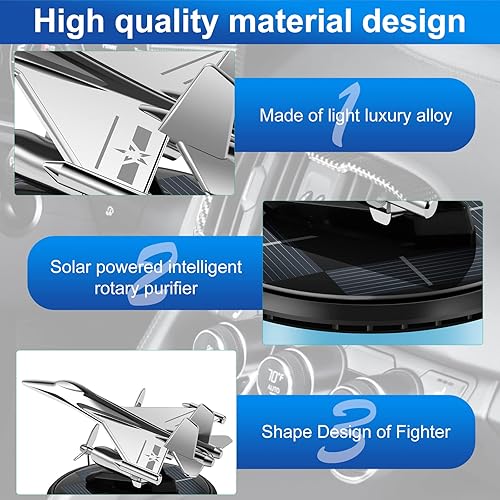 Miniatura 5 de Ambientador solar para automóvil de avión, difusor de aroma de automóvil giratorio solar con 0.2 fl oz de aceite esencial de larga duración, difusor