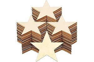 Hion 2 Inch Wooden Stars: 100 Unfinished Stars for Crafts