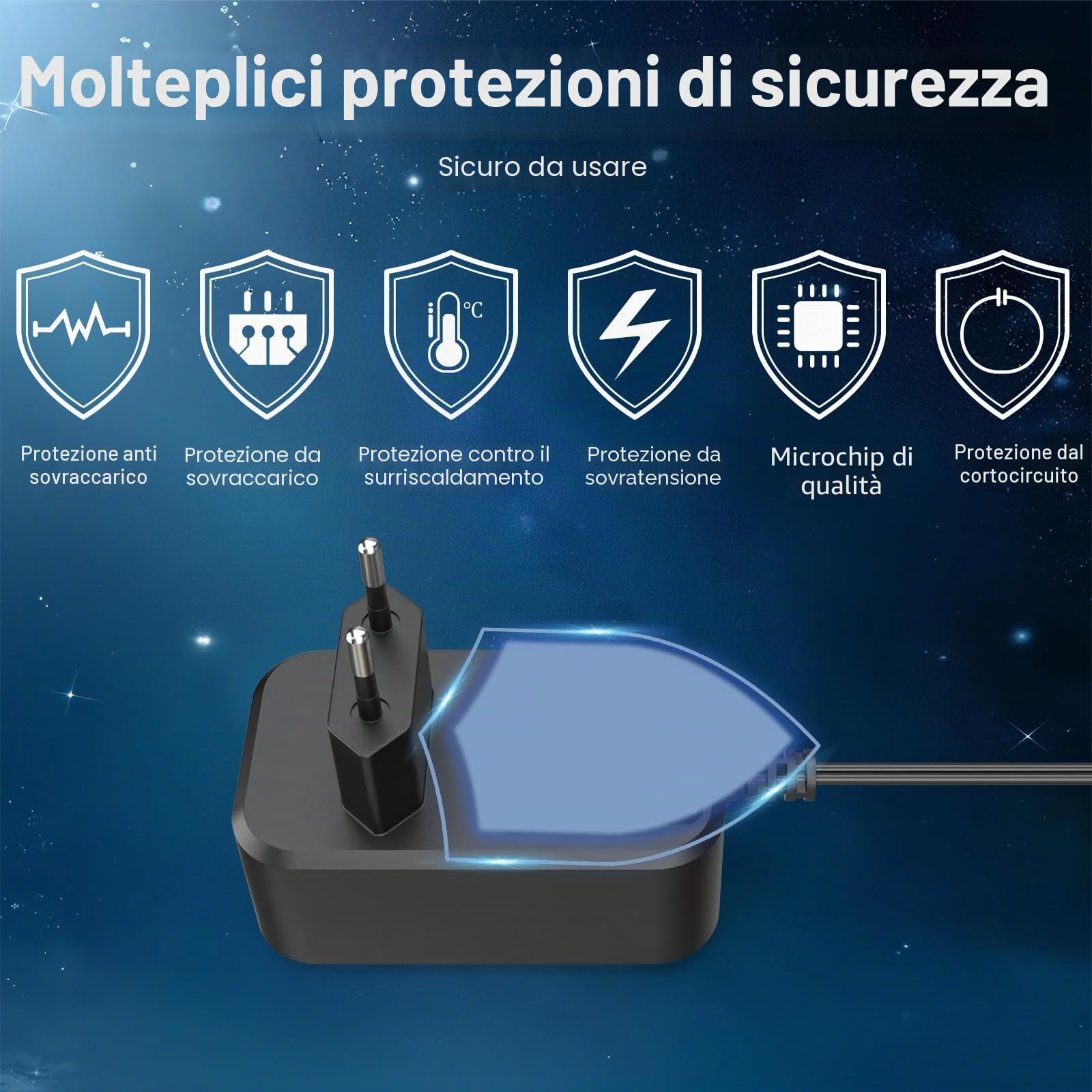 Shefor Alimentatore 12V 2A, Adattatore AC DC Universale Driver Alimentazione 5,5mm con 8 Adattatori Spina DC per Elettronica LED Striscia Luminosa Telecamera CCTV Router Monitor LCD e altro, 24W Max