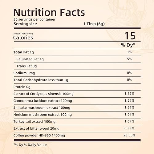 Miniatura 2 de Café instantáneo de hongos con melena de león, cola de pavo 6 hongos adaptogénicos - Suplemento de hongos y polvo para energía, concentración,