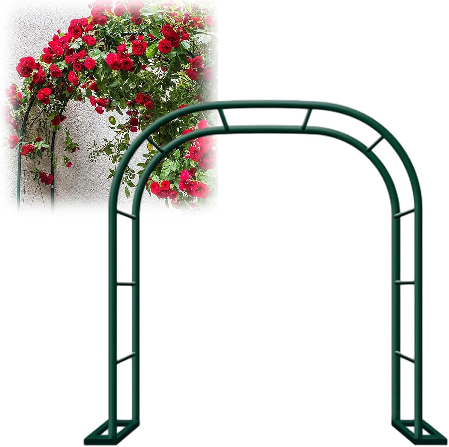 Heavy Duty Metal Garden Arch for Climbing Plants, Green Trellis Rose Arbor, Outdoor Support for Wedding Decor, 2.8x2.5m Garden Archway for Roses