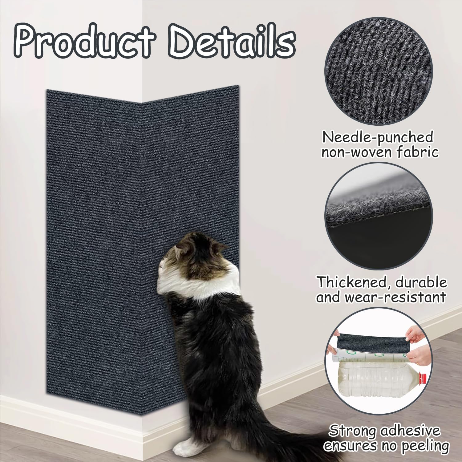 Xynovate Tappetino Tiragraffi Adesivo per Gatti, Protezione Divano Graffi Gatto, DIY Tiragraffi per Gatti, Riutilizzabile e Tagliabile, Ideale per Divani, Mobili e Pareti, Tiragraffi Divano