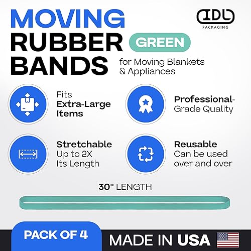 Vista 30 de IDL Packaging Bandas de goma fuertes, elásticas y flexibles de 56 pulgadas, paquete de 4, beige, elasticidad 2X, 80% goma natural, bandas