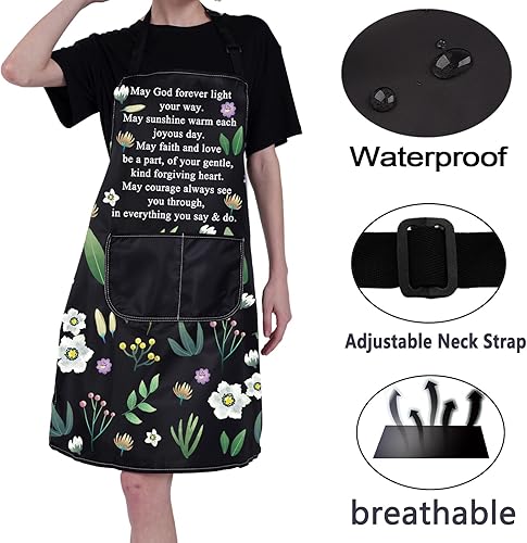 Miniatura 3 de CMNIM Delantales cristianos para regalo religioso, versículos de la Biblia, delantal de cocina cristiana con bolsillos, delantal de cocina Faith