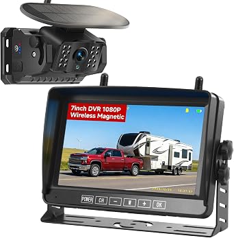 Magnetic Wireless Backup Camera for Truck, 7" 1080P HD 4CH Monitor