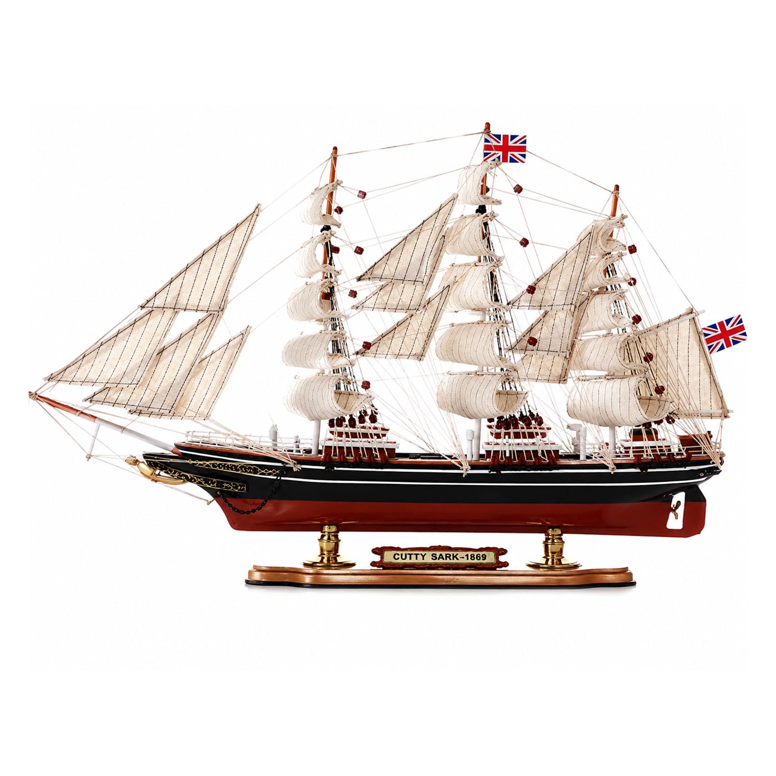 YLME Modellino di Veliero in Legno 52 Cm Vintage Modellino di Barca | Decorazioni marittime per casa, ufficio, soggiorno, mensole, regalo da collezione per gli amanti delle navi
