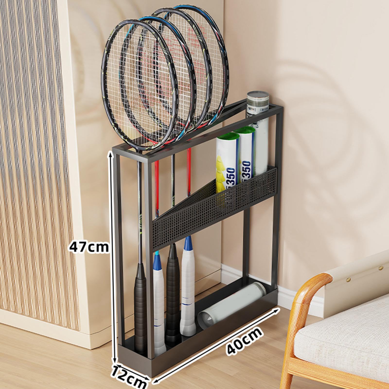 Supporto per Racchetta da Badminton, Supporto Multiuso, Stabile, Pratico, Porta Racchetta da Tennis, Nero