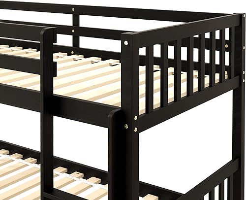 Miniatura 13 de Merax Literas individuales sobre individuales con nido, marco de cama nido de madera maciza con barandilla de seguridad y escalera, dormitorio de