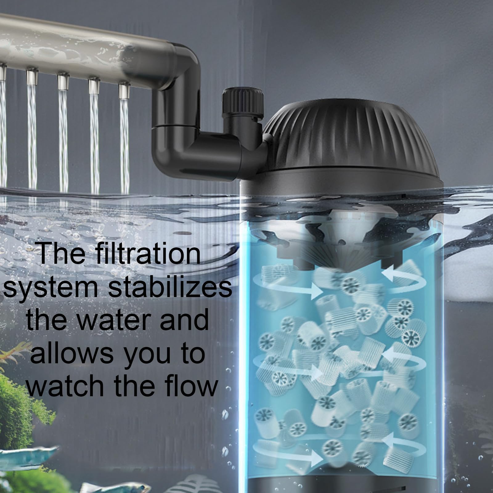 Filtro de acuario con filtro de esponja de cama fluidizada, funcionamiento silencioso, para agua salada y agua dulce, 6 W
