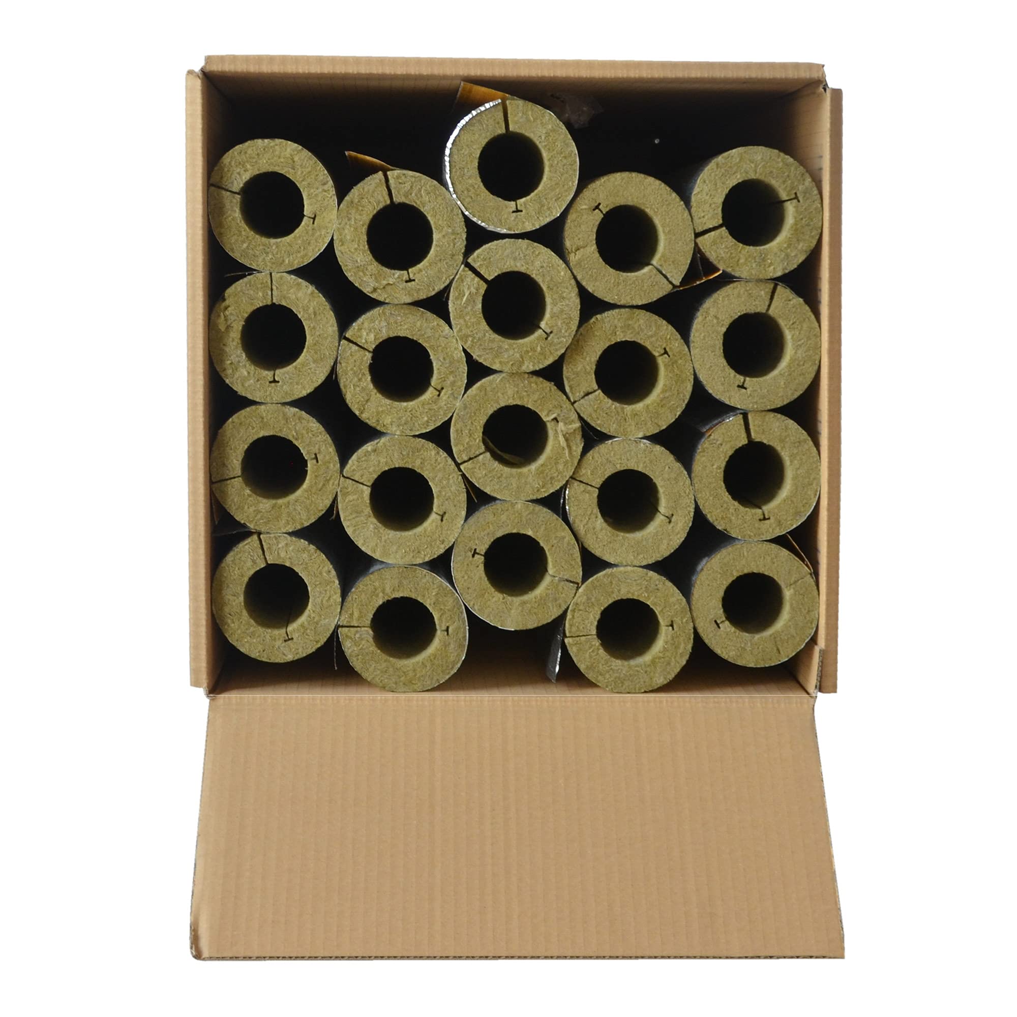Tubo in cartone pieno rivestito in alluminio tubo isolante lana di roccia con 0.040 conducibilità termica (lana di roccia, 42 x 20 mm x 1 metro)