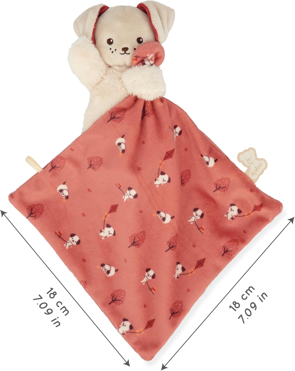 KALOO - Square Douceur - Dog comforter in brick colour - Soft toy - Square 18 x 18 cm Ochre - Eco-friendly materials - FSC gift box - from birth, K226002