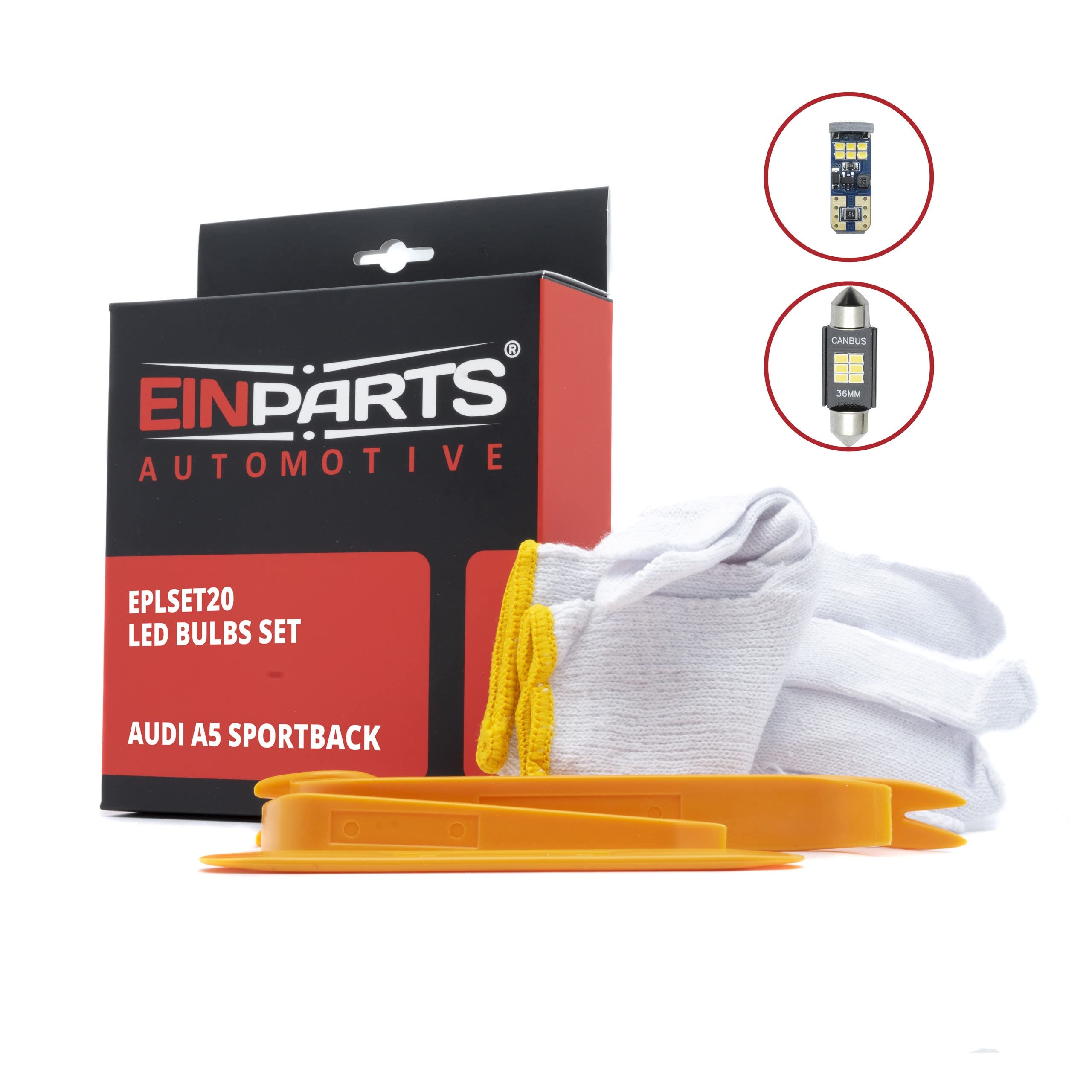 EinParts Juego de Bombillas LED para Coche, Sin errores Can-Bus, para interior de coche especifico para Audi A5 Sportback, 12 piezas
