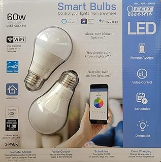 Feit Electric Smart Wi-Fi LED Color Changing Dimmable 60W Light Bulbs (White 2 Pack)