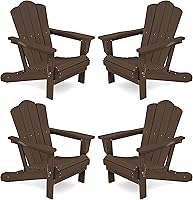 Vista 196 de KINGYES - Silla Adirondack plegable, sillas de patio de polietileno de alta densidad para todo tipo de clima, silla de césped con textura de madera