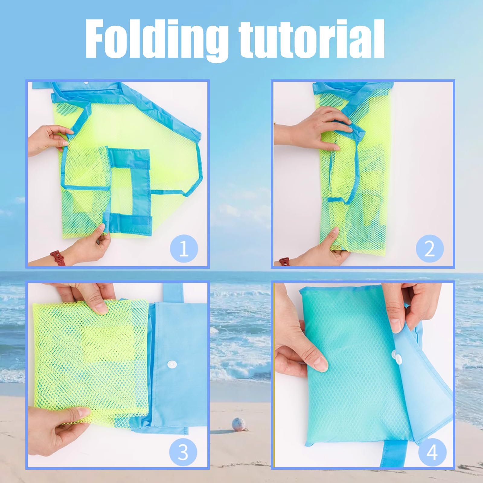 JSTHHTT Bolsa de Malla Plegable Grande para Juguetes y Playa, 2 Piezas