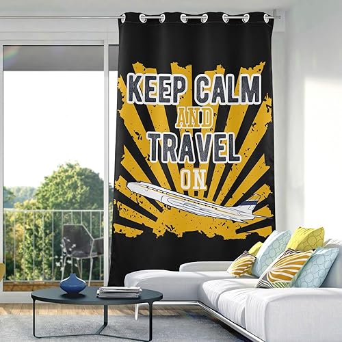 Miniatura 5 de Keep Calm and Travel on Curtains 84 inches Length Curtains Blackout for Bedroom & Living Room Bathroom Window Curtain Closet Curtains Decor Cortinas