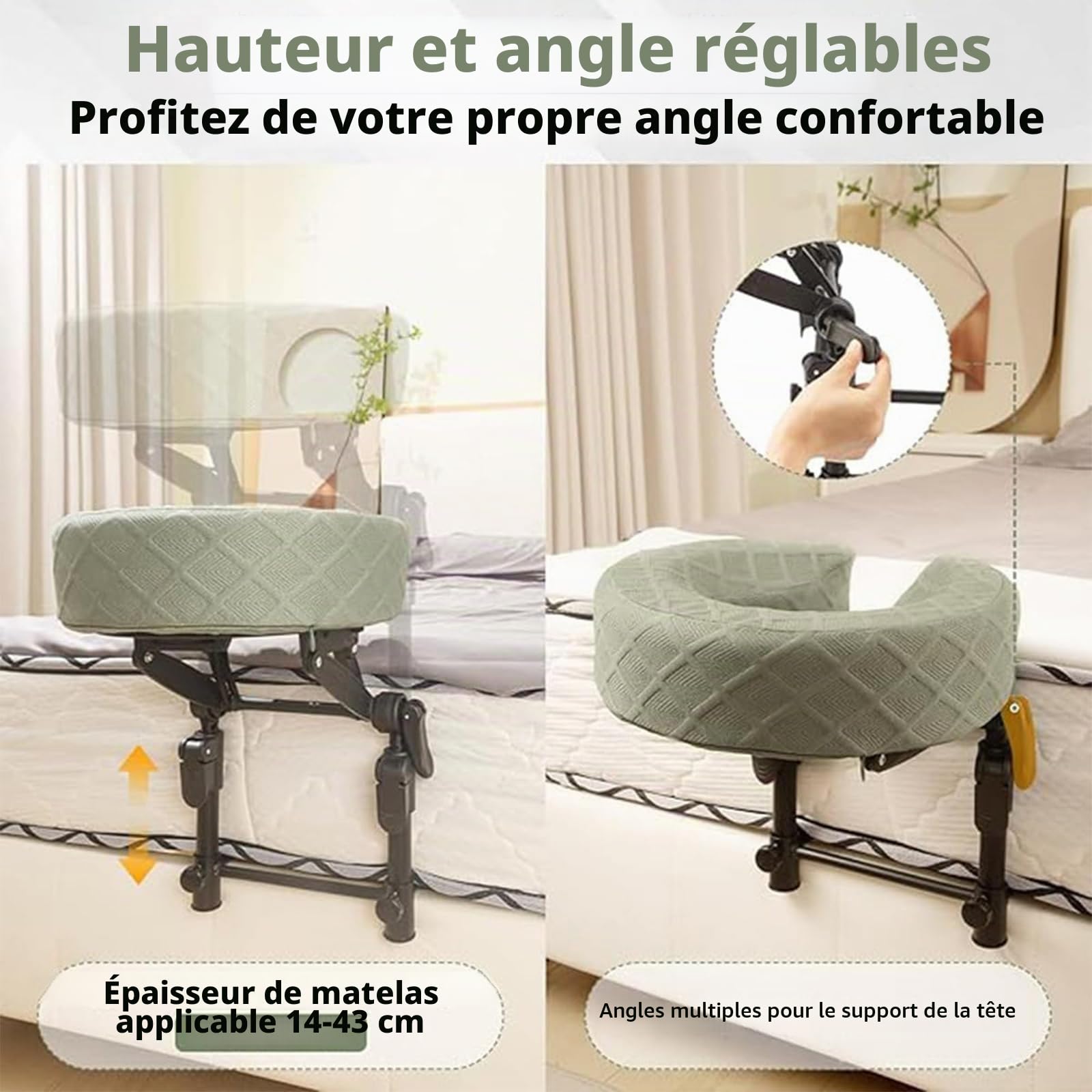 Appui-TêTe De Massage pour Lit,Berceau Facial Lit,Berceau Universel Spa Et Institut Beauté avec Oreiller,pour Massages en Salon,RéCupéRation AprèS Une Chirurgie Oculaire(Green)