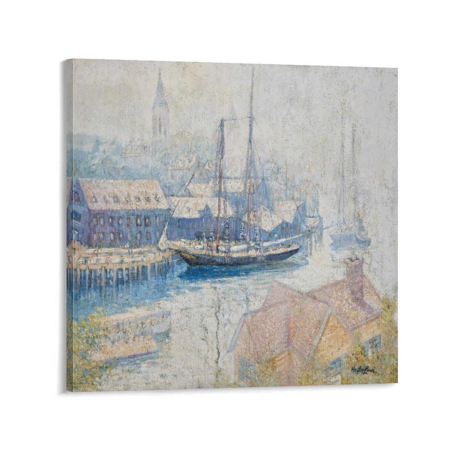 KLAGCBDF Hayley Lever Gloucester Harbor from Banner Hill Painting On Canvas Wall Art Poster Scroll Picture Print Walls Decor Home Posters 24x24inch(60x60cm)