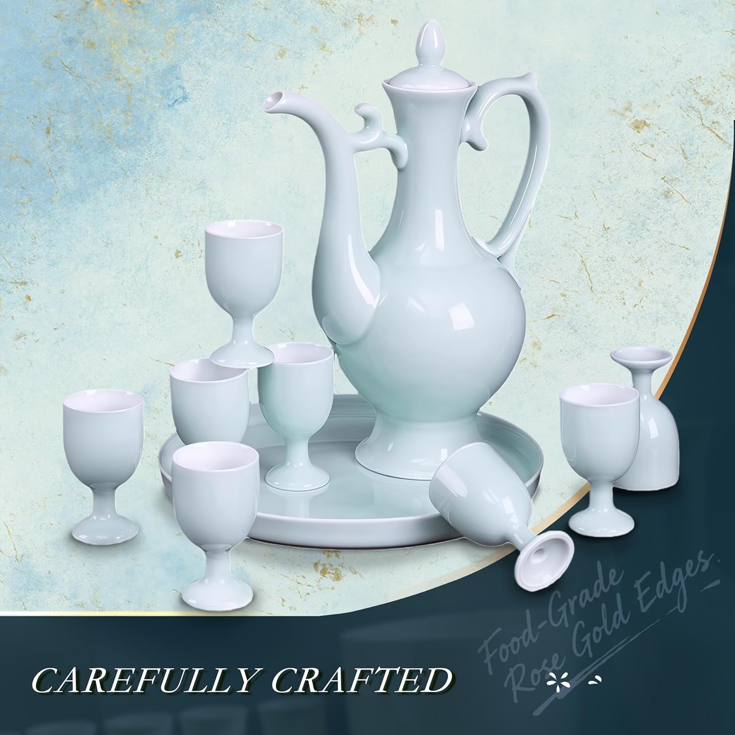 Handgefertigtes -Keramik-schnapsglas-Set – Traditionelle Chinesische Baijiu-Becher, Tragbare Weingläser Für Die Hausbar, Als Geschenk, Für Partys Und Verkostungen Blue