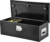 AUTOSAVER88 48 Inch Heavy Duty Aluminum Diamond Plate Truck Bed Toolbox - Waterproof Lockable Chest with Sliding Shelf for Trucks, Trailers, RVs