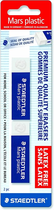 Mars Plastic Vinyl Erasers (2-Pack), White Erasers for Clean & Precise Results - Latex-Free, Minimal Crumbling, Made in Germany
