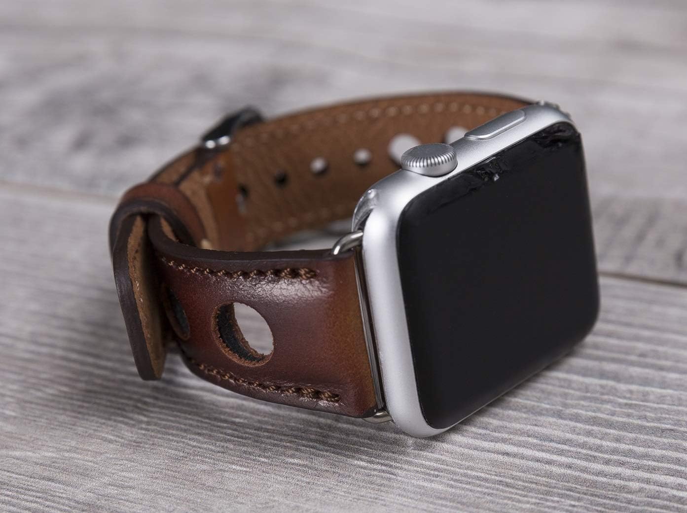 Full Grain Leather Burnished Tan Holo Band for Apple Watch