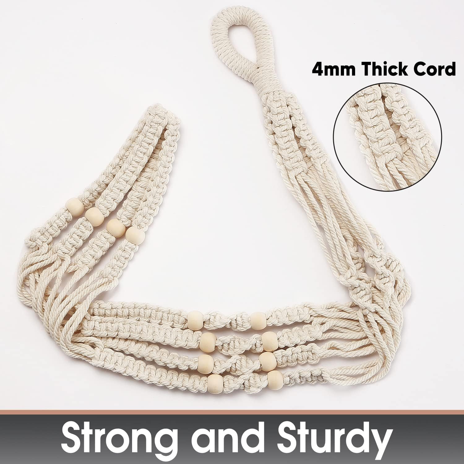2 Pack 43 Inches Macrame Planter Hanger Large for 12 inch Pot + Swag Hook (Extra Long & Big) | Large Hanging Planter for Indoor Plants | No Tassel, Cotton Rope, No Pot/Plant Included (XL)