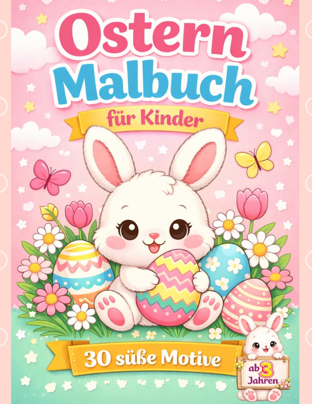 Ostern Malbuch für Kinder ab 3 Jahren: – 30 süße Motive zum Ausmalen | Einfach & Spaß für Kleinkinder| Hasen, Eier & Küken