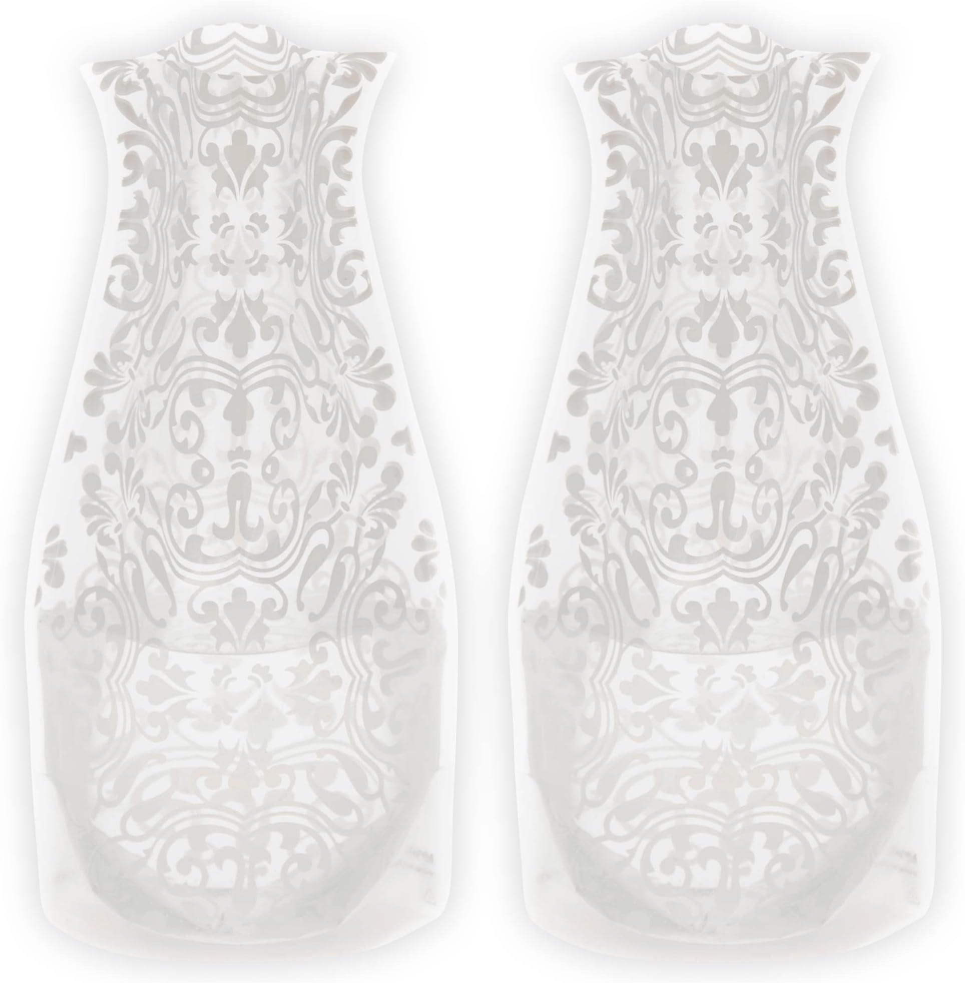 MODGYExpandable Flower Vase, Plastic Decorative Modern Foldable Printed Vases for Centerpieces for Wedding, Dining Table, Home Decor, Living Room, Bathroom, Office, Chi Chi White, 2 Pack