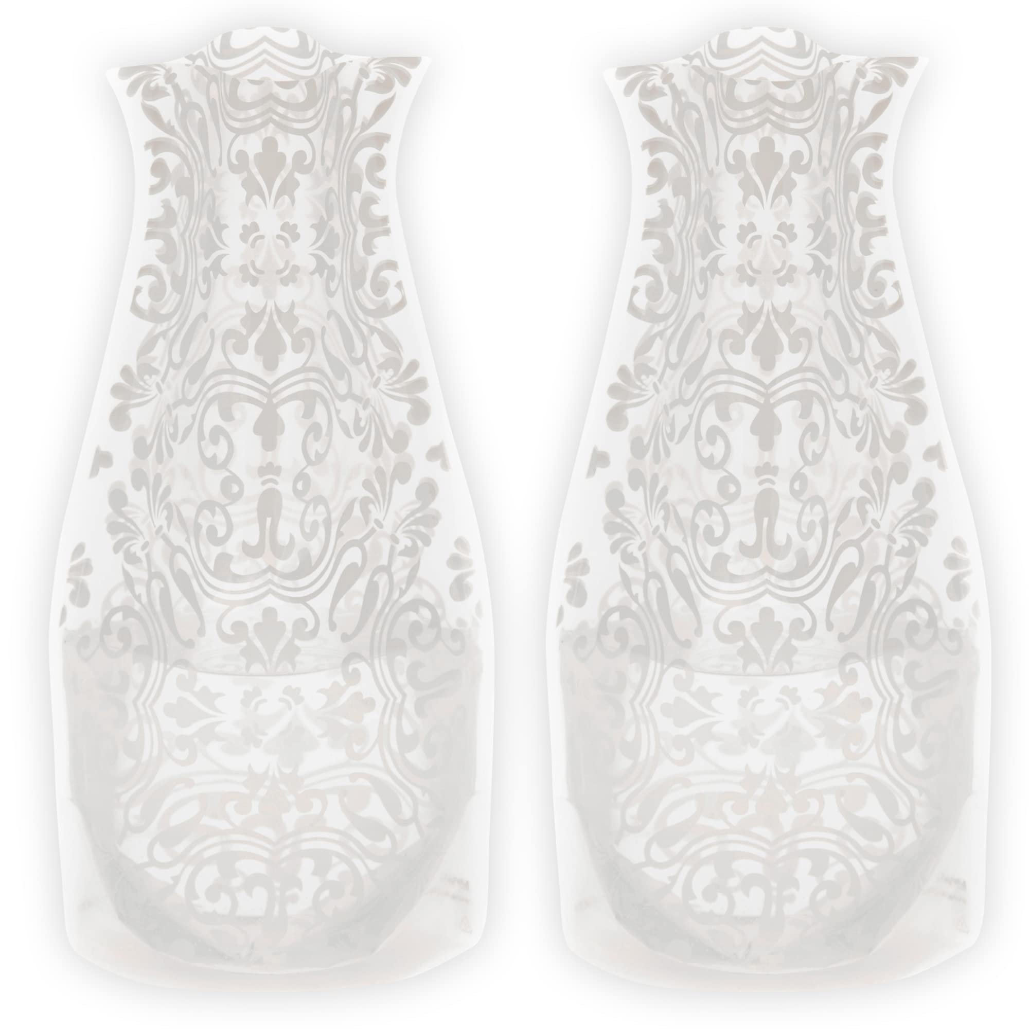 MODGYExpandable Flower Vase, Plastic Decorative Modern Foldable Printed Vases for Centerpieces for Wedding, Dining Table, Home Decor, Living Room, Bathroom, Office, Chi Chi White, 2 Pack