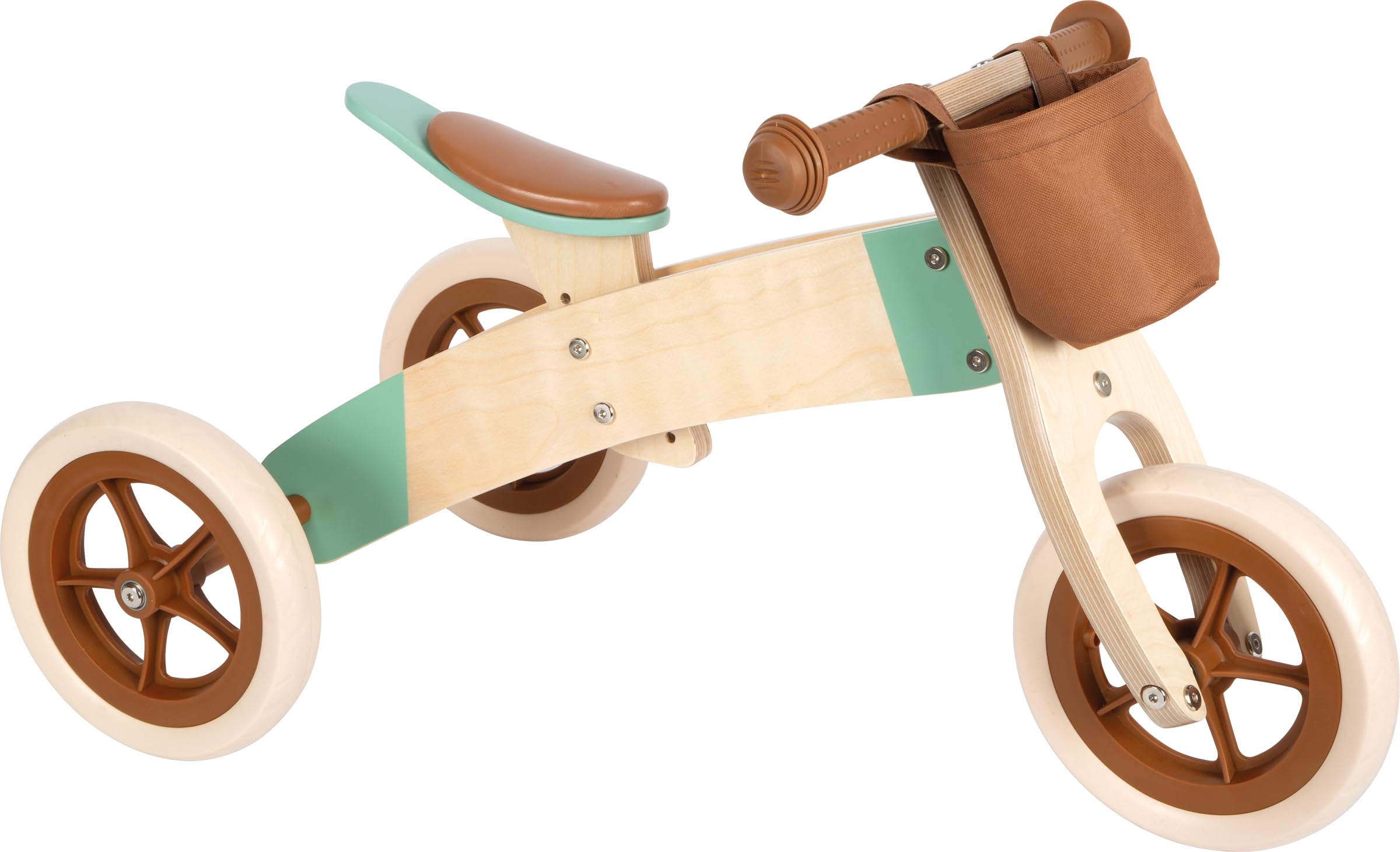 Small Foot Draisienne et Tricycle Maxi Caramel, en Bois et réglable en Hauteur, dès 12 Mois, 12498, Marron