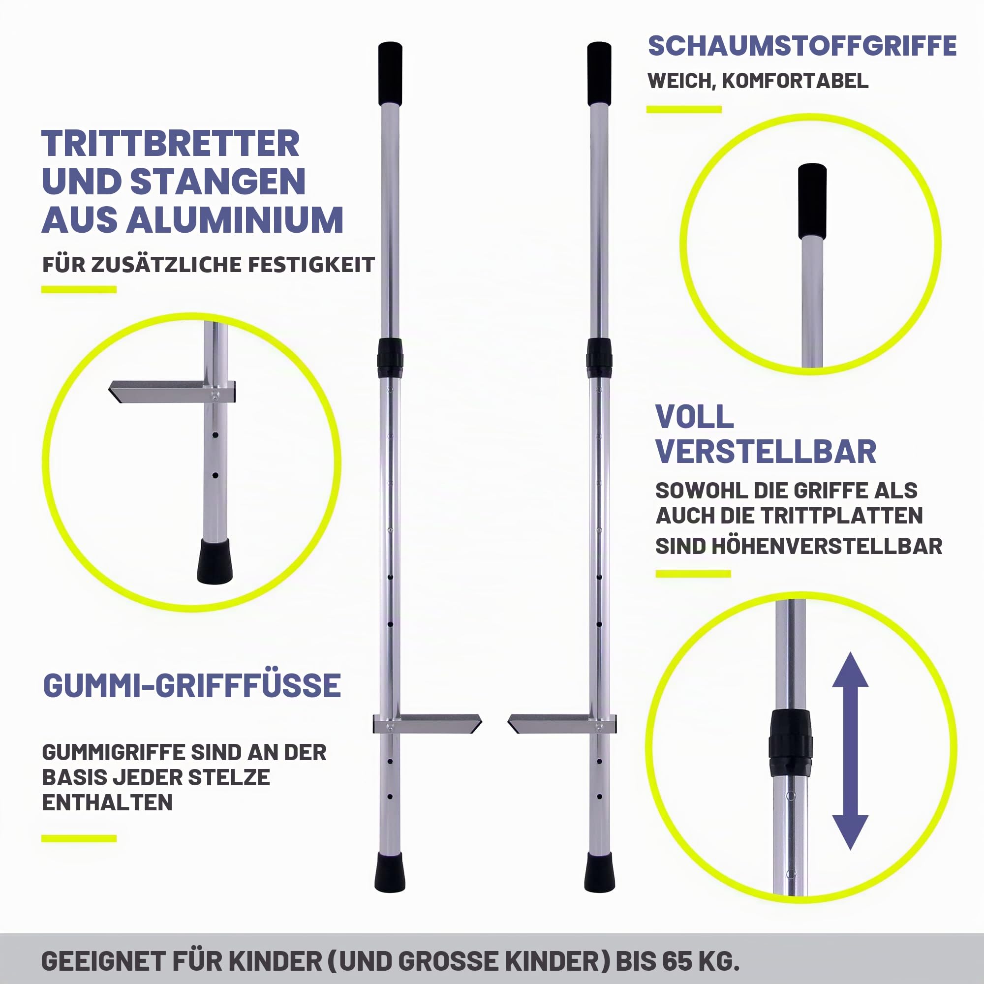 Indy Jumbo-Stelzen, Chrom, für Kinder, Größe M