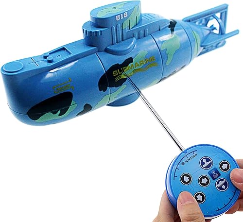 Tipmant Mini RC Submarino Juguetes de Control Remoto Barco Eléctrico Natación Buceo Tanque de peces Tubo de agua Niños Regalos de cumpleaños (azul)