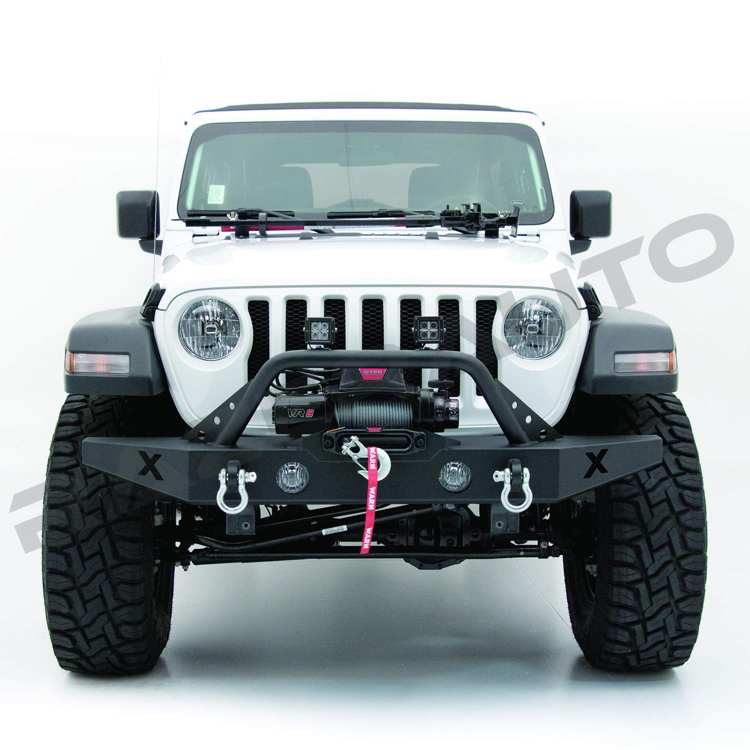 Black Rock Crawler Front Bumper made for and compatible with 18 to 22 Jeep Wrangler JL, Built with Winch Plate, D-Ring, Easy Installation, Heavy-Duty 5/32