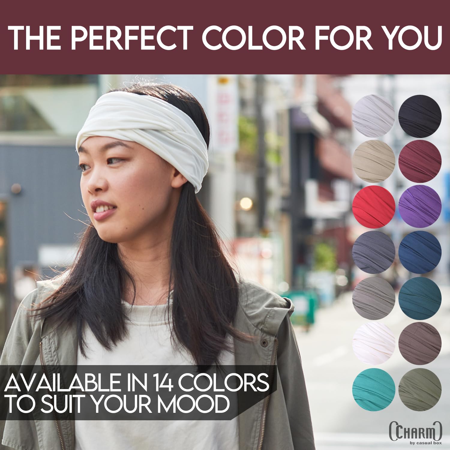 CHARM Head Wrap Headbands for Men & Women, Black & Maroon 2-Pack